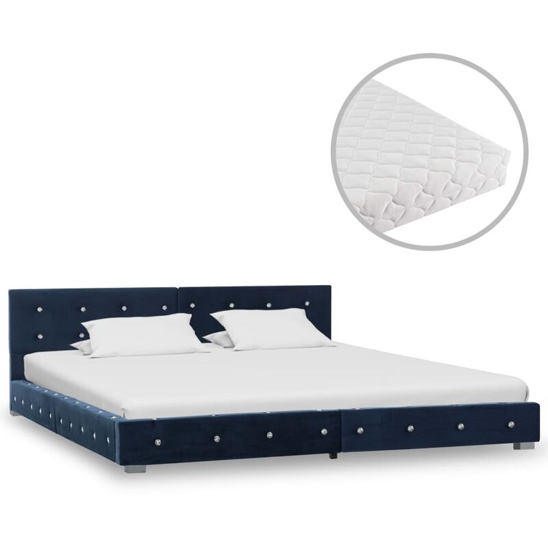 Vidaxl - Bett mit Matratze Samt Blau 160x200cm - Blau