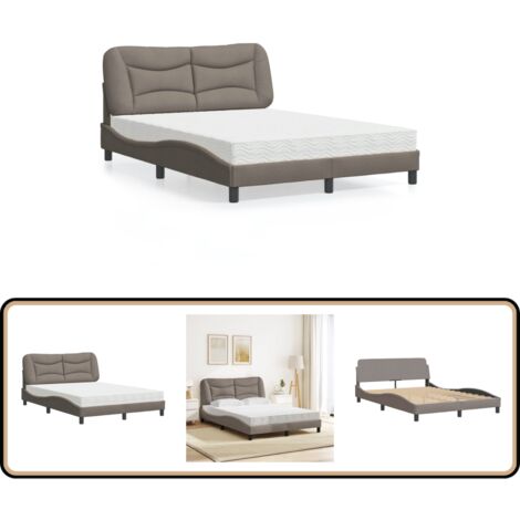 Bett mit Matratze Taupe 120x200 cm Stoff - Bettauflage - Boxspringbetten - Doppelbett - Schlafzimmermöbel - Lattenrost