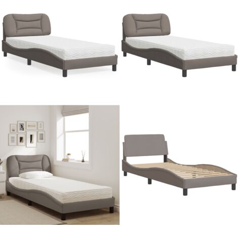 Bett mit Matratze Taupe 80x200 cm Stoff - Bettsofa - Boxspringbetten - Doppelbett - Einzelbett - Lattenrost - Home & Living