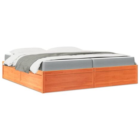 Bett mit Matratze Wachsbraun 200x200 Massivholz Kiefer vidaXL