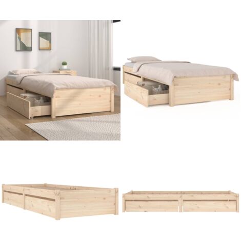 Bett mit Schubladen 75x190 cm - Holzbettwäsche - Kiefernbett - Einzelbett - Bettsofa - Schrankbett - Home & Living