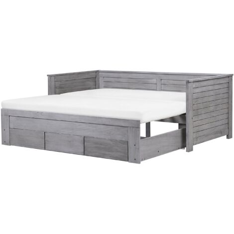 Bett mit Schubladen Holz CAHORS 90 x 200 cm Grau