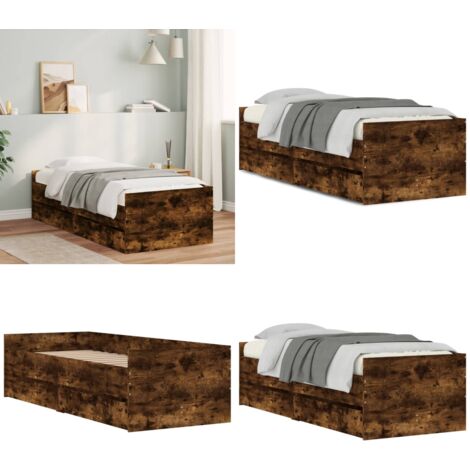 Bett mit Schubladen Räuchereiche 75x190 cm - Bettsofa - Holzbettrahmen - Schrankbett - Einzelbett - Jugendzimmer - Home & Living