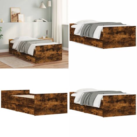 Bett mit Schubladen Räuchereiche 75x190 cm - Bettsofa - Holzbettwäsche - Doppelbett - Einzelbett - Boxspringbett - Home & Living