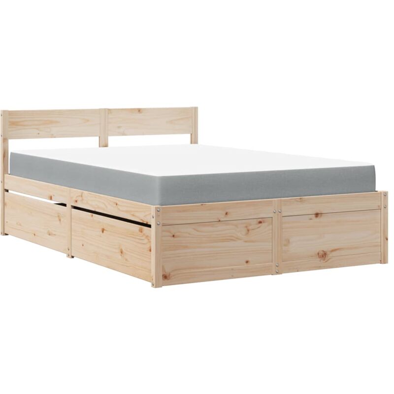 Bett Mit Schubladen Und Matratze 120x200 Cm Massivholz Kiefer Vidaxl
