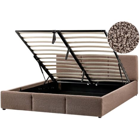 Bett mit Stauraum Bouclé BOUSSE 160 x 200 cm Taupe