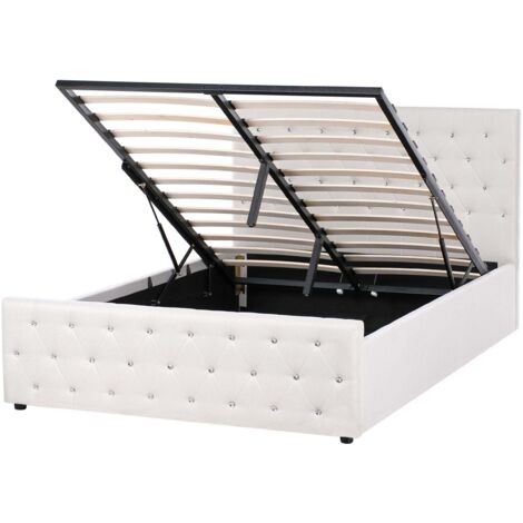 Bett mit Stauraum Stoff AMIENS 140 x 200 cm Beige