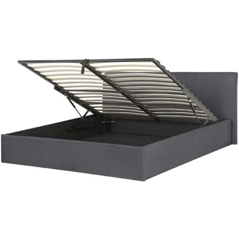 BELIANI Bett mit Stauraum Stoff ORBEY 160 x 200 cm Grau