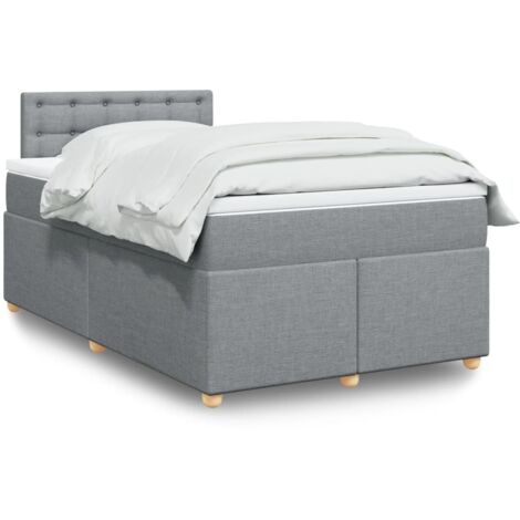 Bett mitLattenrosten und Matratze Grau 120x200cm Stoff