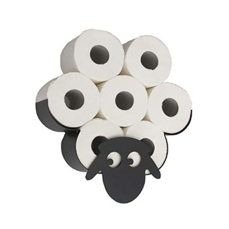 BETT Porte-rouleau de papier toilette mural en bois - Motif mouton - Noir