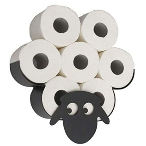 BETT Porte-rouleau de papier toilette mural en bois - Motif mouton - Noir