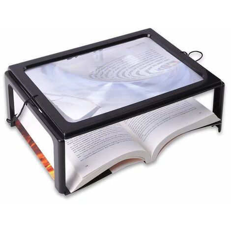 BETT Reading Magnifier Reading Magnifier with LED Light, 3X Magnification A4 Rectangular Illuminated Magnifying Glass with Lamp Holder Magnifier for Books, Jewelry, Elderly, Visually Impaired, Sewing