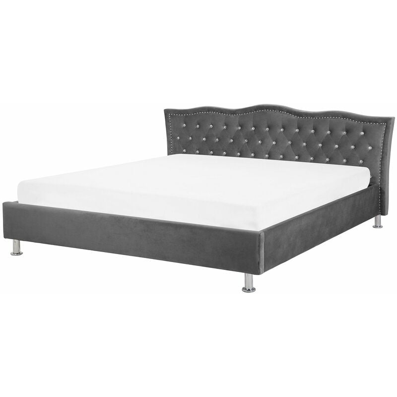 Doppelbett Dunkelgrau mit Lattenrost Polsterbezug 180x200 cm Elegant - Grau