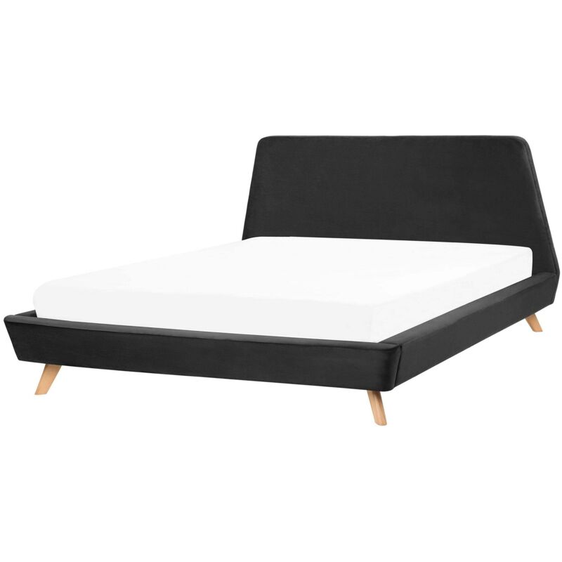 Beliani Bett Mit Lattenrost Samtstoff Vienne 180 X 200 Cm Schwarz