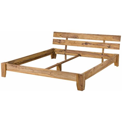 MASSIVMOEBEL24 Bett Sheesham 140x200x75 braun geölt NATURE BROWN 510