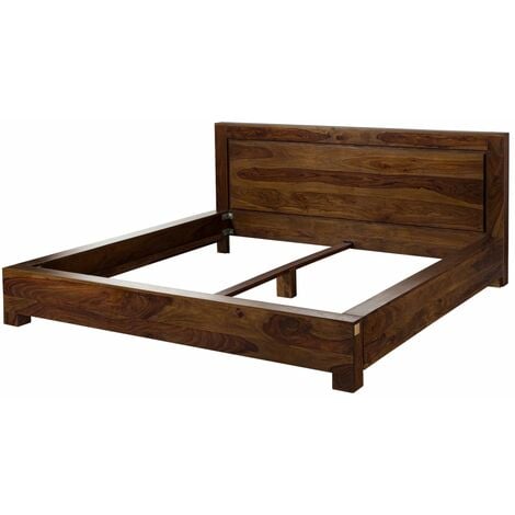 MASSIVMOEBEL24 Bett Sheesham 160x200x90 life honey lackiert METRO LIFE 136