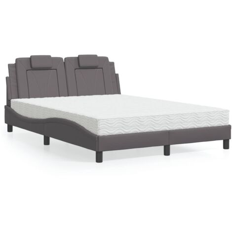 Bett "Viana" mit Matratze Grau 140x200 cm Kunstleder vidaXL