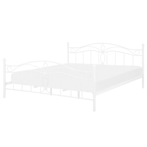 BELIANI Romantisches Doppelbett Weiß Metall mit Kopfteil Lattenrost 160x200 cm Antlia