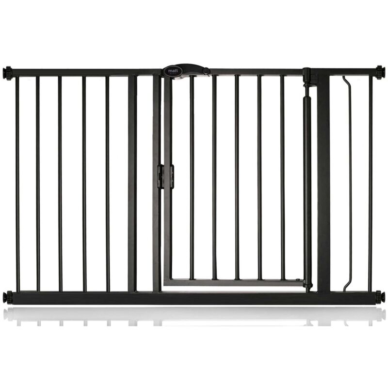 Bettacare - Auto Close Pet Gate, 118.2cm - 125.2cm, Matt Black, Pressure Fit Stair Gate For Dog & Puppy