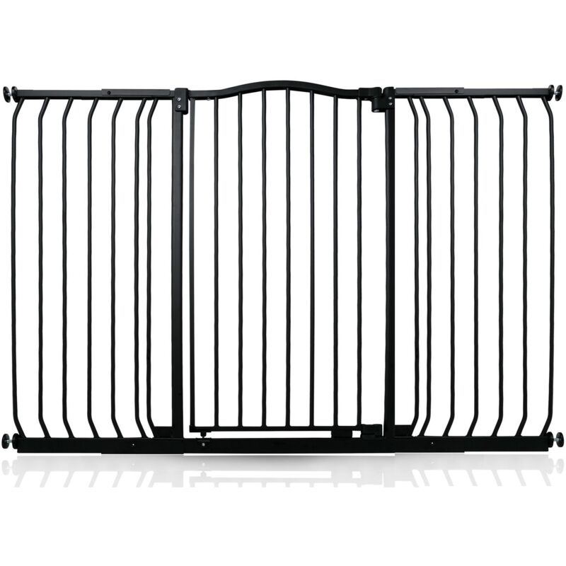 Bettacare - Extra Tall Curved Top Dog Gate, 143cm - 152cm, Matt Black, Extra Tall 100cm In Height, Pressure Fit Pet Gate