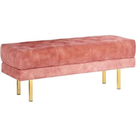 BELIANI Bettbank Rosa aus Samtstoff Gesteppt Knopfheftung 117 cm mit Goldenen Beinen Elegant Sitzbank für Schlafzimmer Flur Garderobe Wohnzimmer