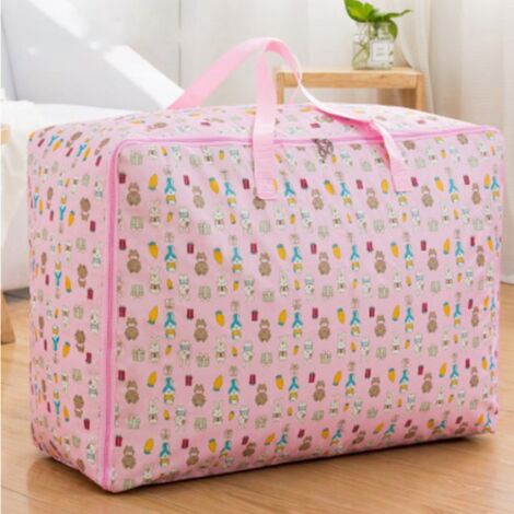 [Bettdeckenaufbewahrungstasche] [40 l] Wasserdichte, rosa Oxford-Bettdeckenaufbewahrungstasche mit Hasenmuster, Maße 50 x 35 x 20 cm