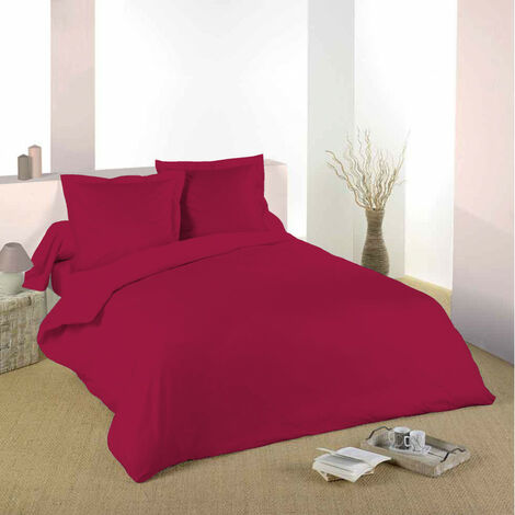 Bettdeckenbezug Rot 260 x 240 cm / 100% Baumwolle / 57 Fäden/cm² für King Size 2-Personen-Bett