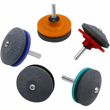 BETTE 5 piezas afilador de cortacésped, afilador de cuchillos de cortacésped universal, afilador de herramientas de afilado multifuncional para taladro eléctrico, herramienta de molienda herramientas