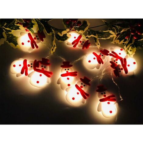 BETTE Guirnalda de luces navideñas con muñeco de nieve, 10 pies, 20 LED, decoración navideña con 2 modos de iluminación para el hogar, jardín, dormitorio y decoración interior y exterior