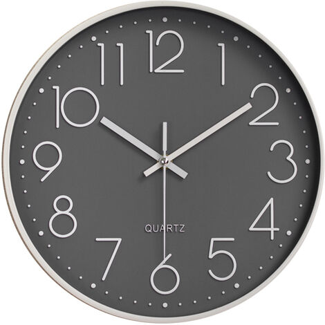 BETTE Horloge Moderne Horloge Murale silencieuse et sans tic-tac,Horloge Murale Mute Silencieuse Pendule Murale pour La Chambre Cuisine Salon - Gris-30 CM