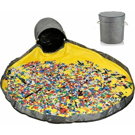 BETTE Sac de Rangement Jouet, Tapis de Jeu Organisateur de Jouets Organisateur Rangement pour Lego Tapis Panier De Rangement Pour Jouets Portable enfants jouets organisateur (Gris)