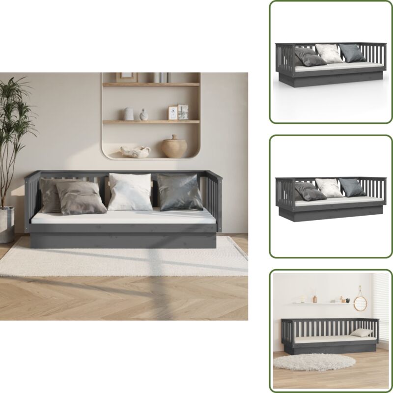 Vidaxl Tagesbett Grau 80x200 Cm Massivholz Kiefer - Tagesbett - Holzbett - Kiefernholzbett - Gästebett - Schlafsofa