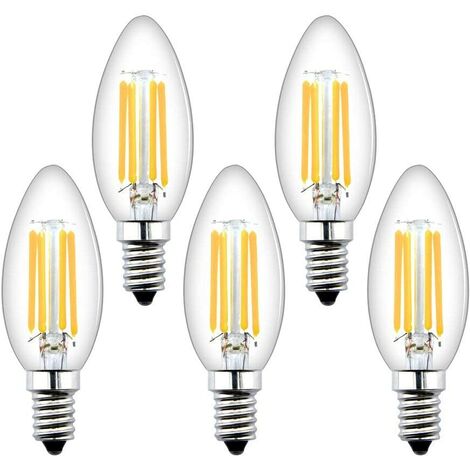 Betterlife 5 Pack 4W E14 C35 LED Candle Light Bulb Dimmable Screw Base 330° Filament SES Vintage Flame Bulb Warm White 2700K 400LM 35-40W Halogen Equivalent [Energy Class A++]