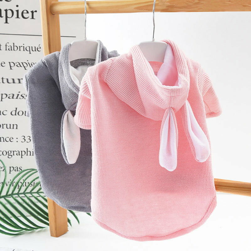 Chien de compagnie chat lapin automne et hiver vêtements pour chien petit chien pull tricoté à capuche oreilles de lapin vêtements pour animaux de