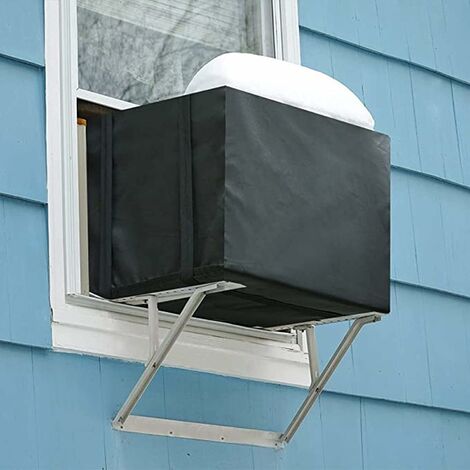 Betterlife- Cubierta protectora negra para aire acondicionado de ventana para exteriores, a prueba de polvo, a prueba de nieve, color negro, tamaño L