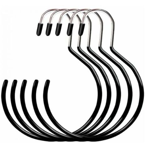 Betterlife - Juego de 2 perchas redondas para bufandas, grandes, con ganchos y anillas, para sombreros y cinturones (negro)