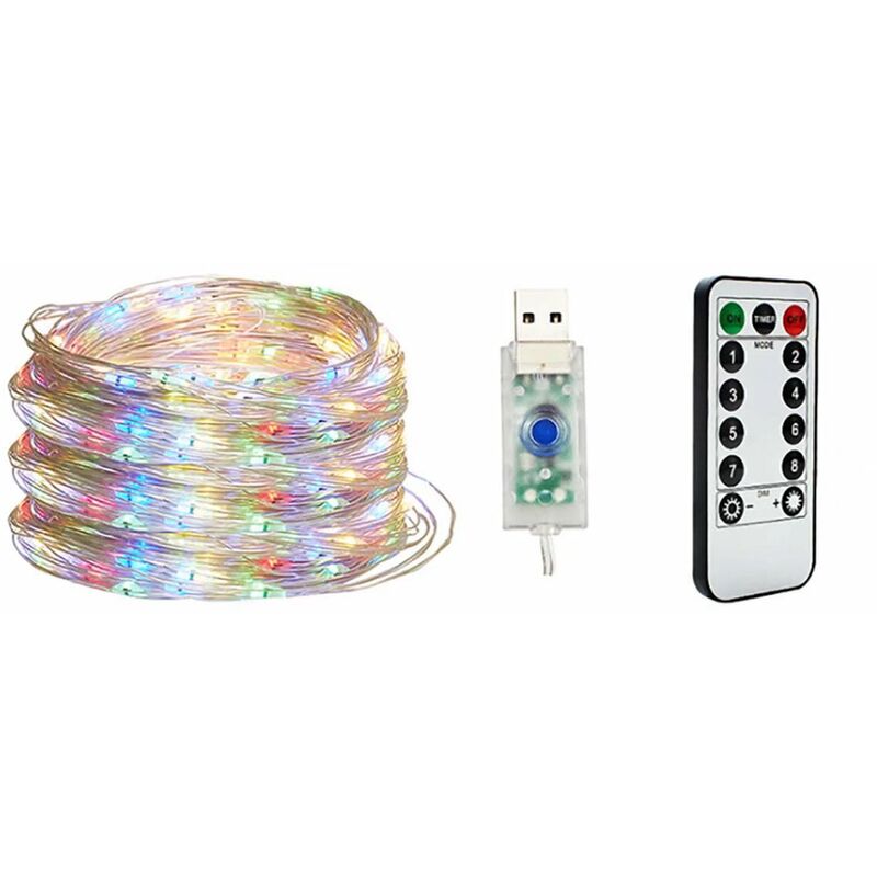 LED Kupferdraht Lichterkette Lampe USB-Fernbedienung Wasserfarbe Lampe Kupferdraht Lampe 20 Meter 200 USB-Lampe mit Fernbedienung, bunt) - Betterlife