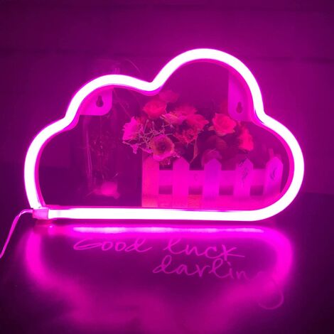 Betterlife Neon Light, LED Cloud Sign, Lightning Lamps, Love Plates, Lips, Lamp, Wall Decoration for Christmas, Birthday Party, Children's Day, Living Room, Wedding Party Decoration (Pink)
