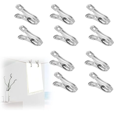 Betterlifefg-10 Pcs Pinces à linge en métal, Pinces à linge en acier inoxydable, Chevilles à vêtements d'extérieur, Pince à linge en acier inoxydable, Clip de serviette de plage, Tissu en métal