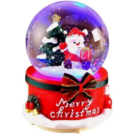 Betteros Décoration De Noël Boule À Neige Musicale Boules À Neige Lumineuses Déco Père Noël Cadeau De Noel pour Enfants A271