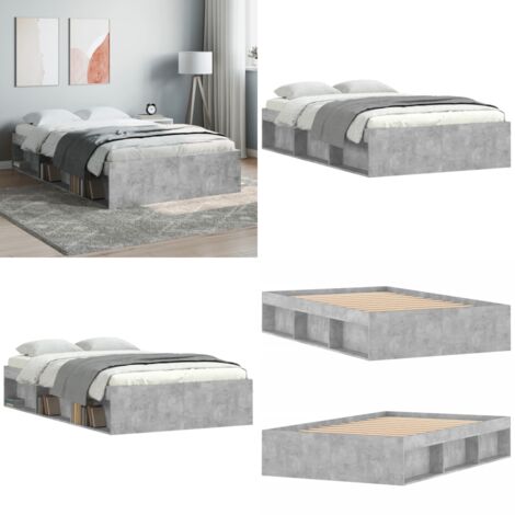Bettgestell Betongrau 120x200 cm - Beton Grau - Holzrahmen - Massivholzbette - Doppelbett - Lattenrost - Home & Living