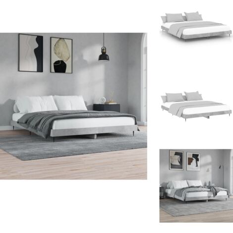 Bettgestell Betongrau 120x200 cm Holzwerkstoff - Beton Grau - Doppelbett - Holzrahmen - Massivholzbette - Lattenrost