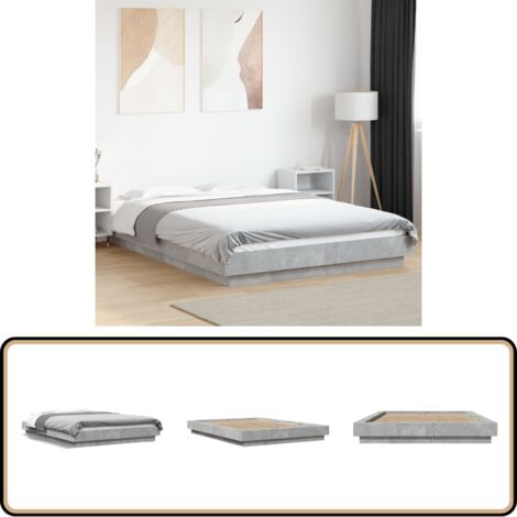 Bettgestell Betongrau 120x200 cm Holzwerkstoff - Beton Grau - Holzrahmen - Lattenrost - Doppelbett - Boxspringbett