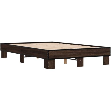 Bettgestell Braun Eichen-Optik 140x190 cm Holzwerkstoff Metall vidaXL
