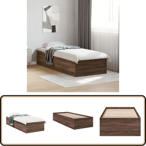 Bettgestell Braun Eichen-Optik 90x190 cm Holzwerkstoff - Holzbettfassungen - Bettrahmen - Doppelbett - Einzelbett - Bettkasten