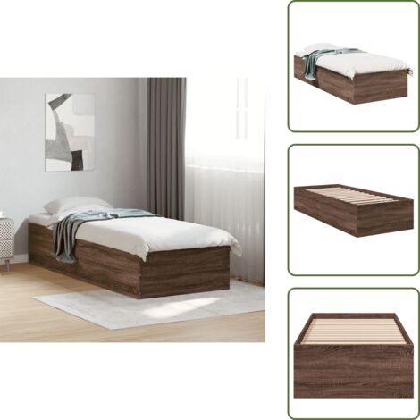 Bettgestell Braun Eichen-Optik 90x190 cm Holzwerkstoff - Holzbettfassungen - Bettrahmen - Doppelbett - Einzelbett - Bettkasten