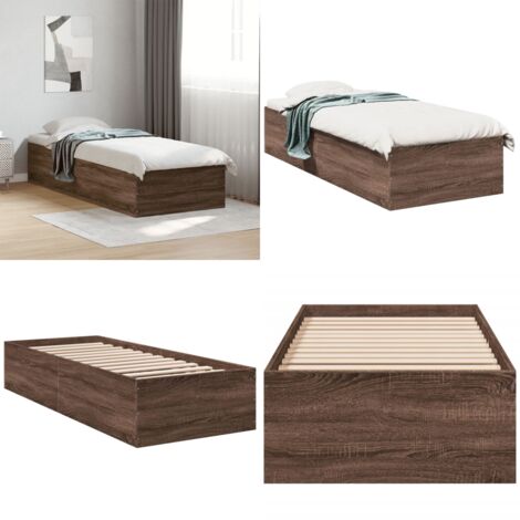 Bettgestell Braun Eichen-Optik 90x190 cm Holzwerkstoff - Holzbettfassungen - Bettrahmen - Doppelbett - Einzelbett - Bettkasten - Home & Living
