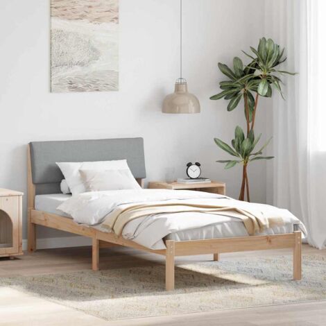 Bettgestell Braun und hellgrau 90 x 200 cm Massivholz Kiefer vidaXL