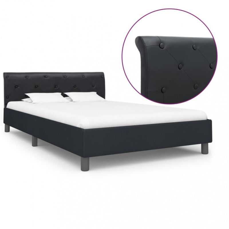 Bettgestell Schwarz Kunstleder 140 × 200 Cm Vidaxl