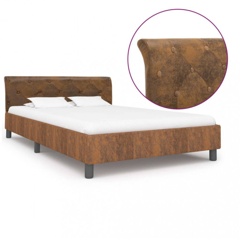 Bettgestell Braun Wildleder-optik 140 × 200 Cm Vidaxl